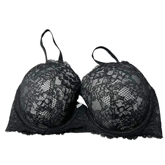 Victoria's Secret Dream Angels Lined Demi Black Lace Pushup Bra Size 34DD - Picture 1 of 9